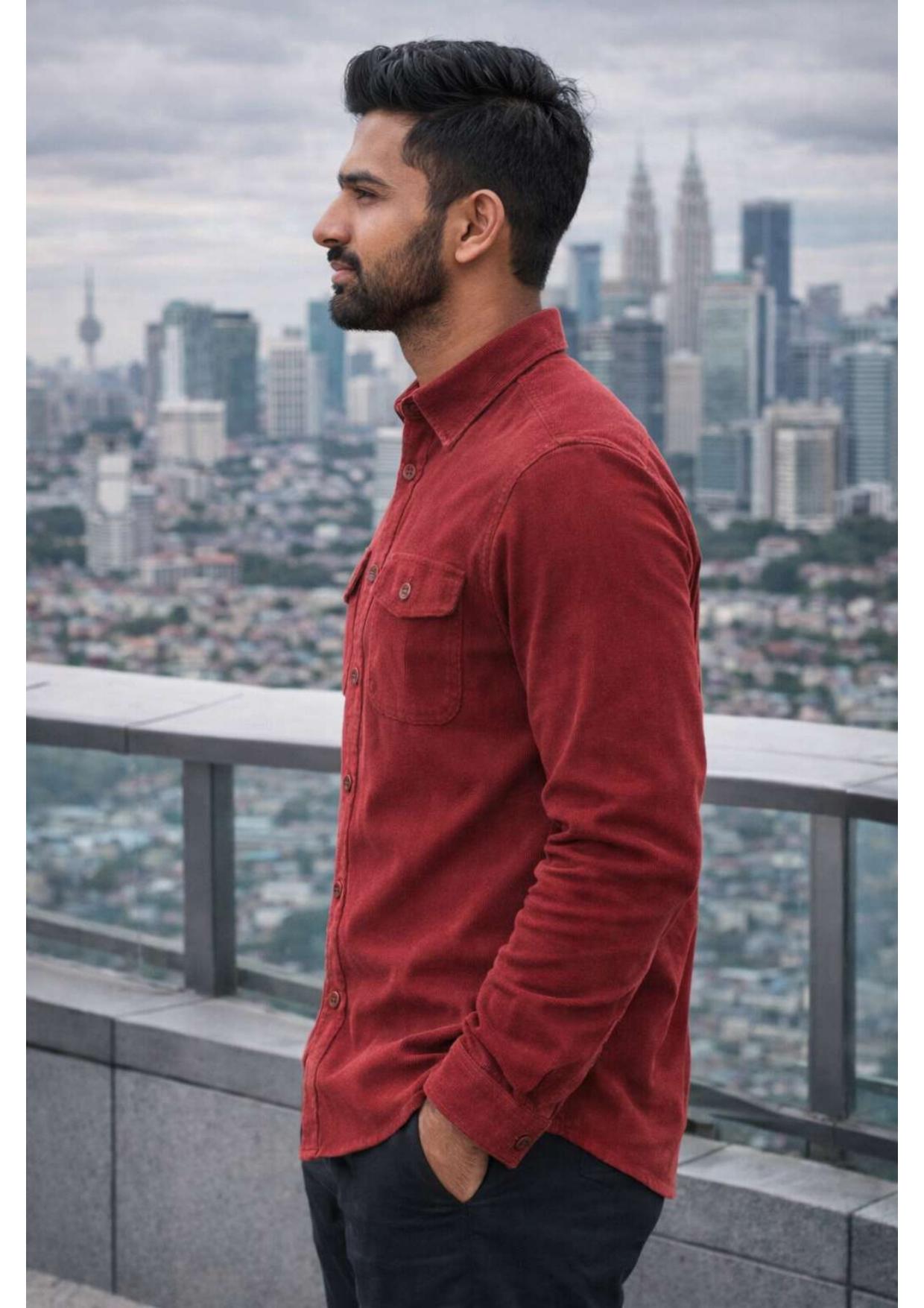 ONEFIT MEN'S CORDUROY SHIRT MAROON